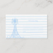 Blue Bow Bonjour Bebe Baby shower Note voor Baby Informatiekaartje (Voorkant)