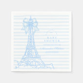 Blue Bow Bonjour Bebe Baby shower Servet (Voorkant)