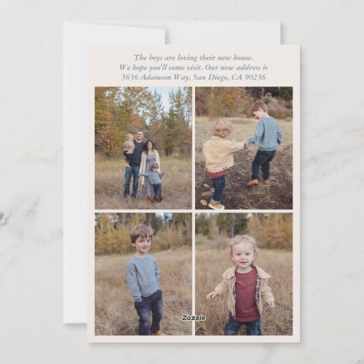 Blue Bow Botanical Happy Holidays 5 Photo & Text Feestdagenkaart (Achterkant)