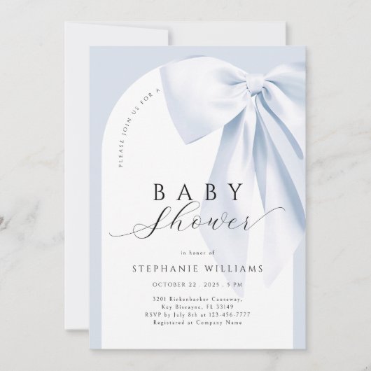 Blue Bow Boy Arch Baby shower Kaart (Voorkant)