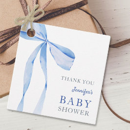 Blue Bow Boy Baby shower Bedankjes Labels