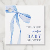 Blue Bow Boy Baby shower Bedankjes Labels (Voorkant)