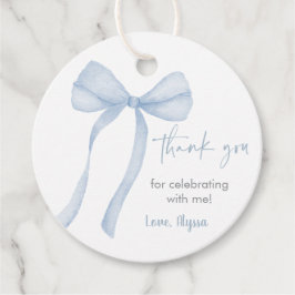 Blue Bow Boy Baby shower Bedankjes Labels