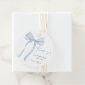 Blue Bow Boy Baby shower Bedankjes Labels (In situ)