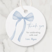Blue Bow Boy Baby shower Bedankjes Labels (Voorkant)