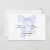 Blue Bow Boy Baby shower Bedankkaart (Voorkant)