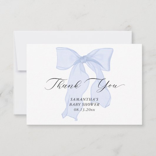 Blue Bow Boy Baby shower Bedankkaart (Voorkant)