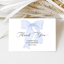 Blue Bow Boy Baby shower Bedankkaart