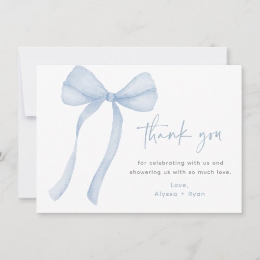 Blue Bow Boy Baby shower Bedankkaart (Voorkant)