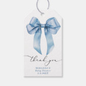 Blue bow Boy baby shower bedankt Cadeaulabel (Voorkant)