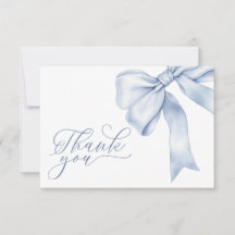 Blue Bow Boy Baby shower Bedankt Card