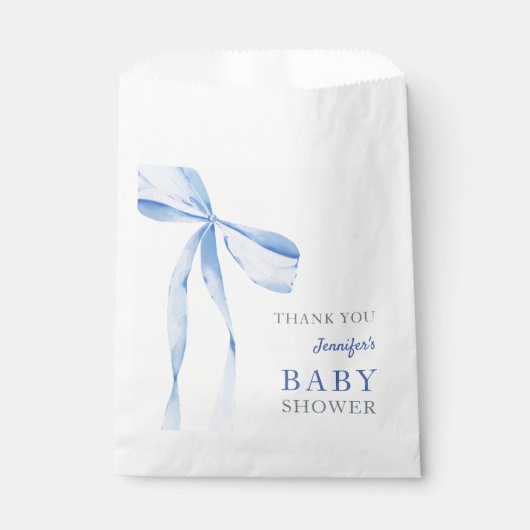 Blue Bow Boy Baby shower Bedankzakje (Voorkant)