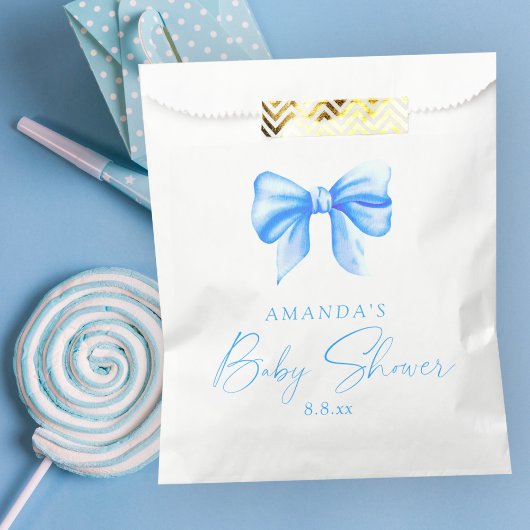 Blue bow Boy Baby shower Bedankzakje