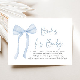 Blue Bow Boy Baby shower Boek Verzoek Informatiekaartje