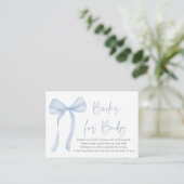 Blue Bow Boy Baby shower Boek Verzoek Informatiekaartje (Staand voorkant)