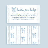 Blue Bow Boy Baby shower Boeken voor Baby Informatiekaartje