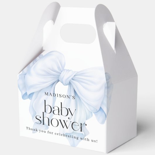 Blue Bow Boy Baby shower Dank je Bedankdoosjes (Voorkant)