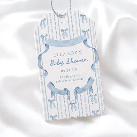 Blue Bow Boy Baby shower Dank je Cadeaulabel