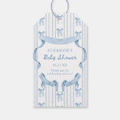 Blue Bow Boy Baby shower Dank je Cadeaulabel (Achterkant)