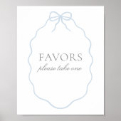  Blue Bow Boy Baby shower Favors Sign Poster (Voorkant)