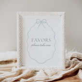 Blue Bow Boy Baby shower Favors Sign Poster