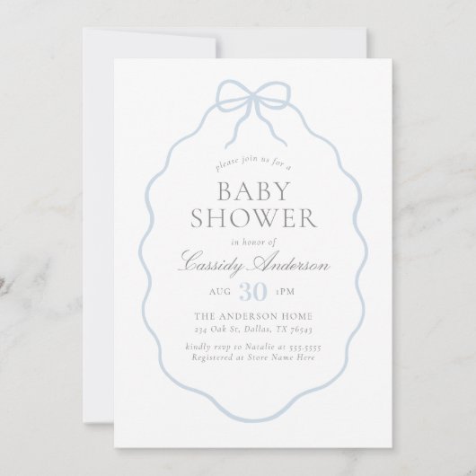  Blue Bow Boy Baby shower Kaart (Voorkant)