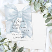 Blue Bow Boy Baby Shower Kaart