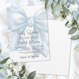 Blue Bow Boy Baby Shower Kaart