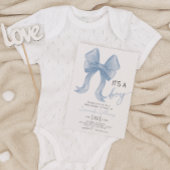 Blue Bow Boy Baby shower Kaart