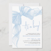 Blue Bow Boy Baby shower Kaart (Voorkant)