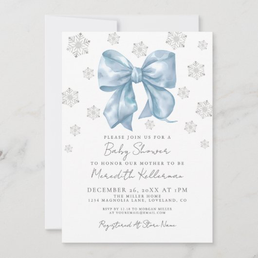 Blue Bow Boy Baby shower Kaart (Voorkant)