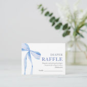Blue Bow Boy Baby shower Luier Raffle Informatiekaartje (Staand voorkant)