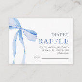Blue Bow Boy Baby shower Luier Raffle Informatiekaartje (Voorkant)