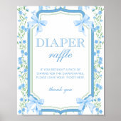 Blue Bow Boy Baby shower Luier Raffle Poster (Voorkant)
