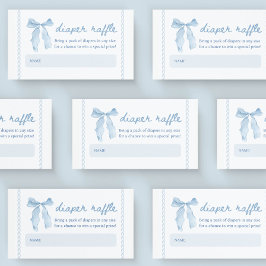 Blue Bow Boy Baby shower Luier Raffle Ticket Informatiekaartje