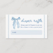 Blue Bow Boy Baby shower Luier Raffle Ticket Informatiekaartje (Voorkant)