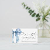 Blue Bow Boy baby shower Luier verloting ticket Informatiekaartje (Staand voorkant)