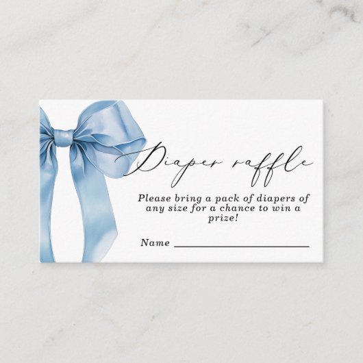 Blue Bow Boy baby shower Luier verloting ticket Informatiekaartje (Voorkant)