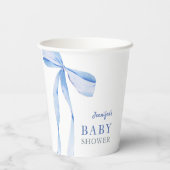 Blue Bow Boy Baby shower Papieren Bekers (Achterkant)
