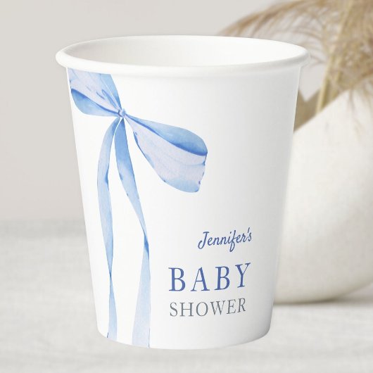 Blue Bow Boy Baby shower Papieren Bekers