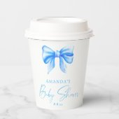 Blue bow Boy Baby shower Papieren Bekers (Voorkant)