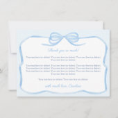 Blue Bow Boy Baby shower Party Bedankkaart (Voorkant)