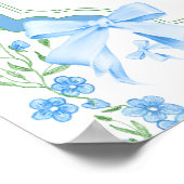 Blue Bow Boy Baby shower Poster (Hoek)