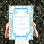 Blue Bow Boy Baby shower Poster