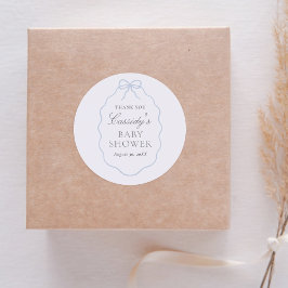  Blue Bow Boy Baby shower Ronde Sticker