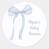 Blue Bow Boy Baby shower Ronde Sticker (Voorkant)