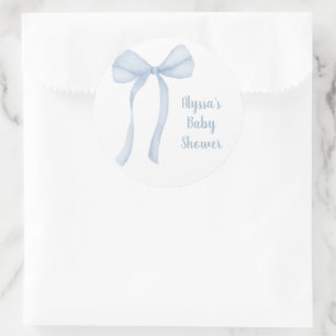Blue Bow Boy Baby shower Ronde Sticker