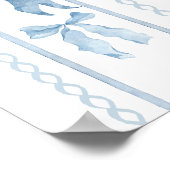 Blue Bow Boy Baby shower Welkom Poster (Hoek)