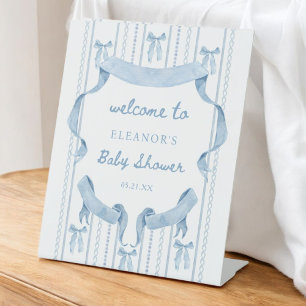 Blue Bow Boy Baby shower Welkomstbord Reclamebord Met Voetstuk