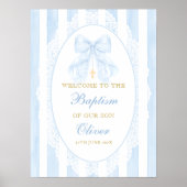 Blue Bow Boy Baptism Welcome Poster (Voorkant)